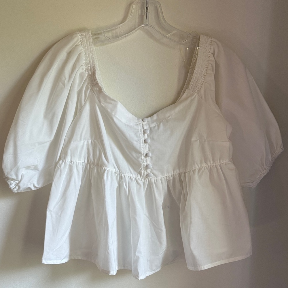 FAVLUX White Puff Sleeve Blouse